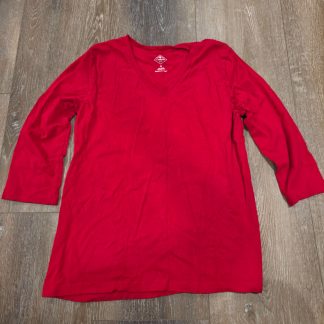 St. John's Bay V-Neck 3/4 Sleeve Women's Medium Red Cotton T-Shirt