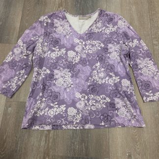 Croft & Barrow Stretch Floral V-Neck Top Women's XL Purple
