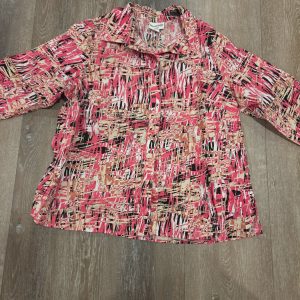 Breckenridge Woman Button Front Blouse Women 1X Pink Abstract Print