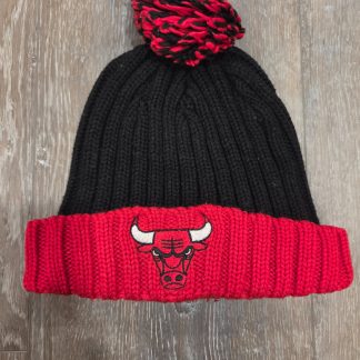 Chicago Bulls NBA Knit Pom Pom Beanie Hat Black Red One Size