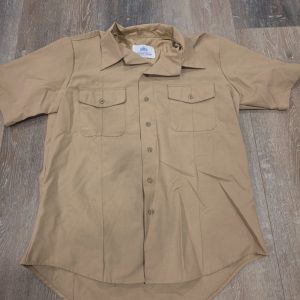 DSCP Quarterdeck Military Uniform Shirt Mens L Classic Khaki Short Sleeve