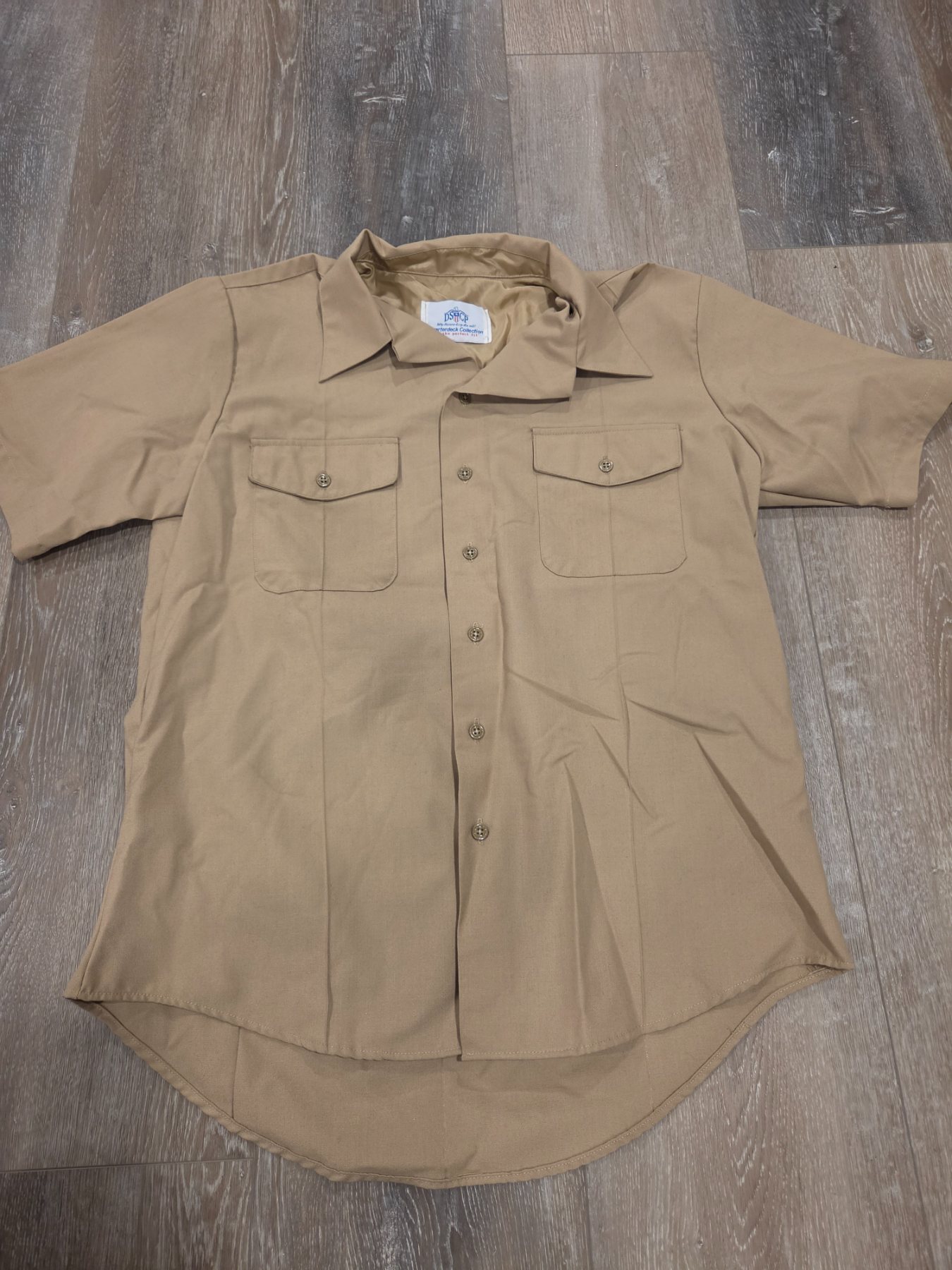 DSCP Quarterdeck Military Uniform Shirt Mens L Classic Khaki Short Sleeve