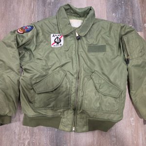 Vintage Military Style Bomber Flight Jacket US Navy Patches Green 26in