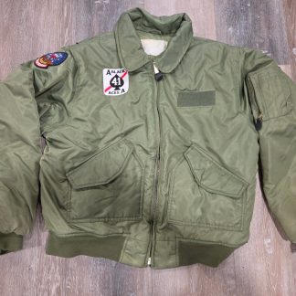 Vintage Military Style Bomber Flight Jacket US Navy Patches Green 26in