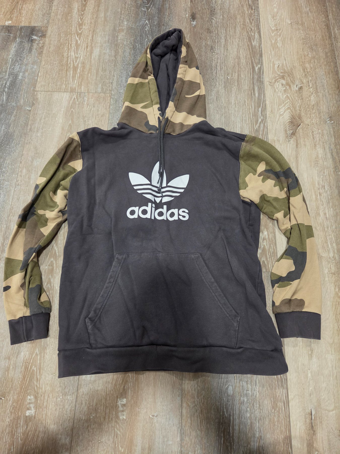 Adidas Originals Camo Trefoil Pullover Hoodie Men's Large Black Green