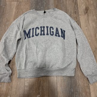 SHEIN Michigan Graphic Crewneck Sweatshirt Women’s L Gray