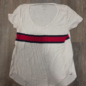 Hollister Easy Tee Women's S White Red Navy Stripe Scoop Neck Short Sleeve