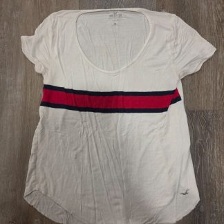 Hollister Easy Tee Women's S White Red Navy Stripe Scoop Neck Short Sleeve