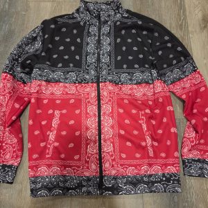 Rebel Minds Bandana Paisley Full Zip Track Jacket Men's L Red Black