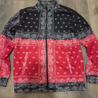 Rebel Minds Bandana Paisley Full Zip Track Jacket Men's L Red Black