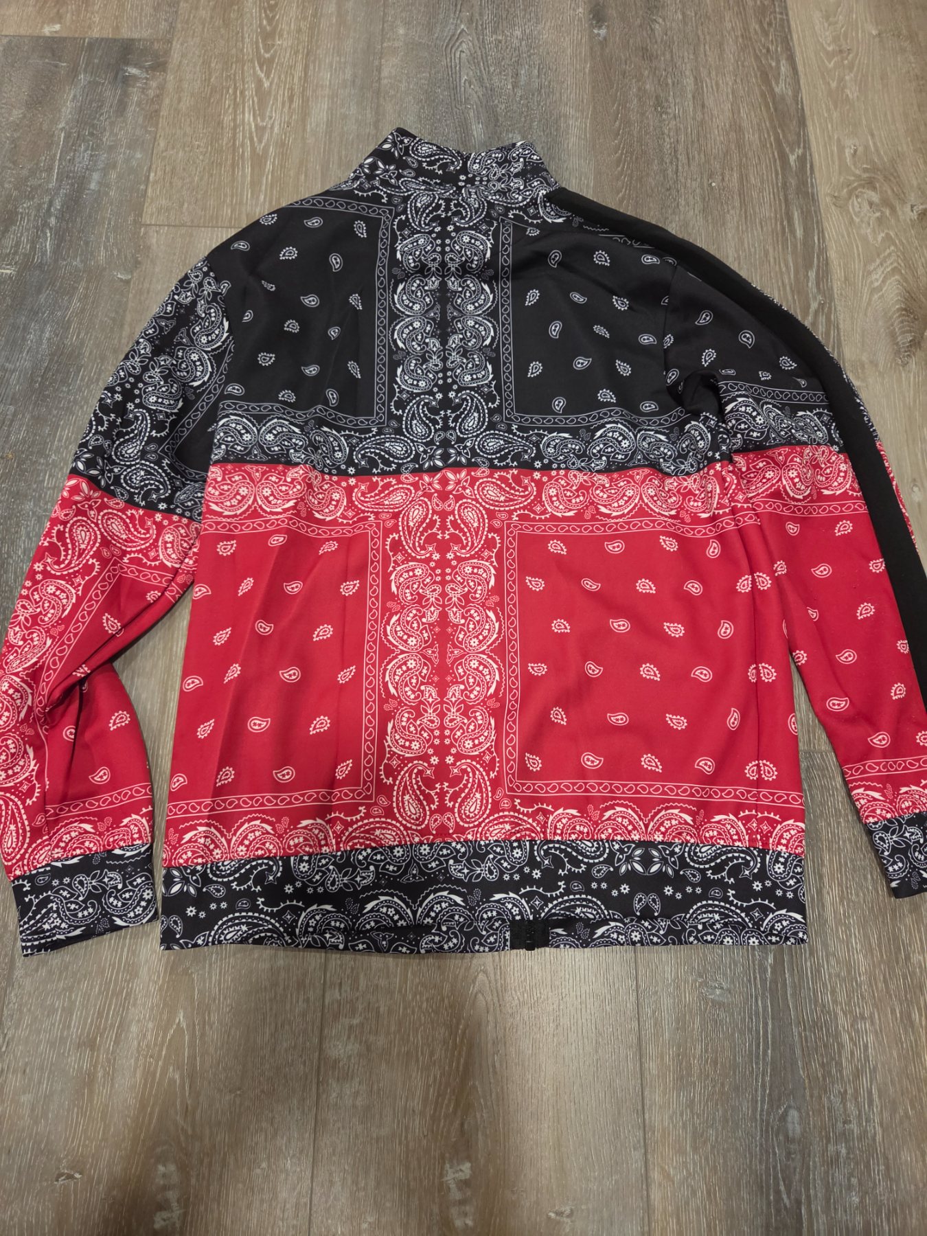 Rebel Minds Bandana Paisley Full Zip Track Jacket Men's L Red Black - Image 4