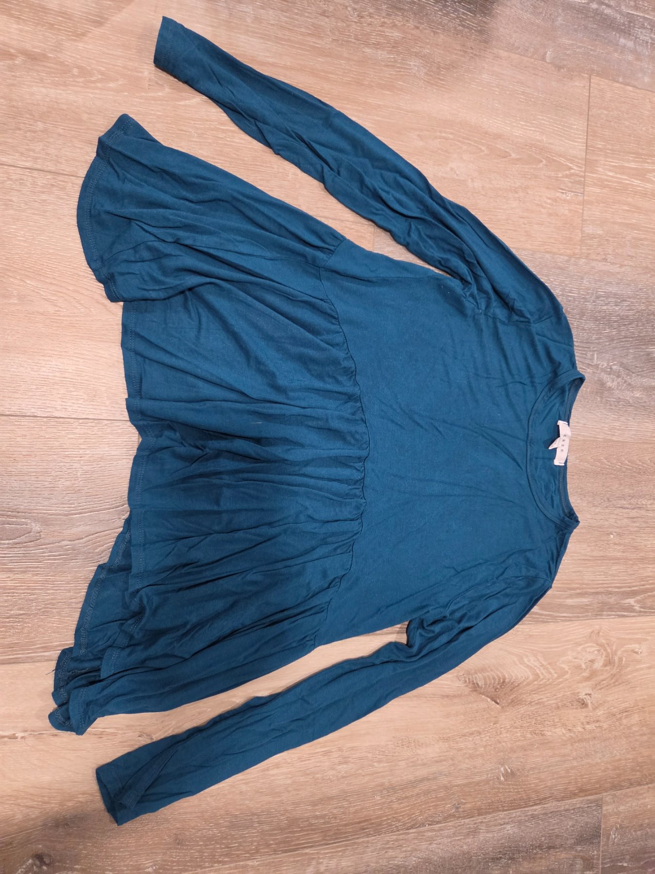 Gaze Peplum Tunic Top Women's M Teal Long Sleeve