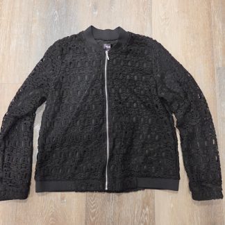 Rafaella Lace Bomber Jacket Women's M Black Full Zip
