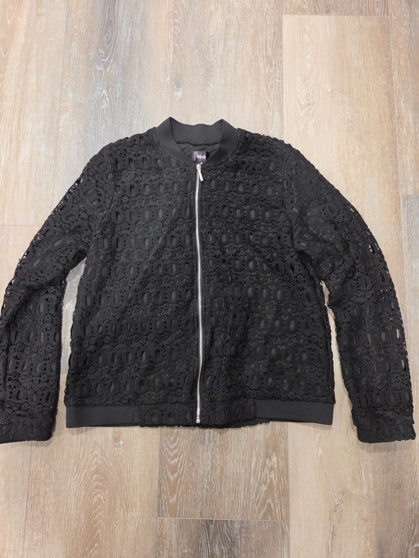 Rafaella Lace Bomber Jacket Women's M Black Full Zip
