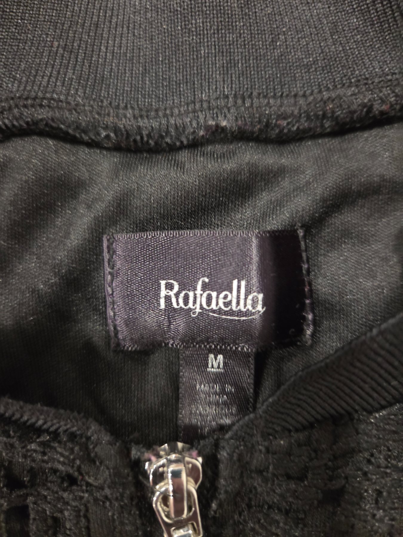 Rafaella Lace Bomber Jacket Women's M Black Full Zip - Image 2