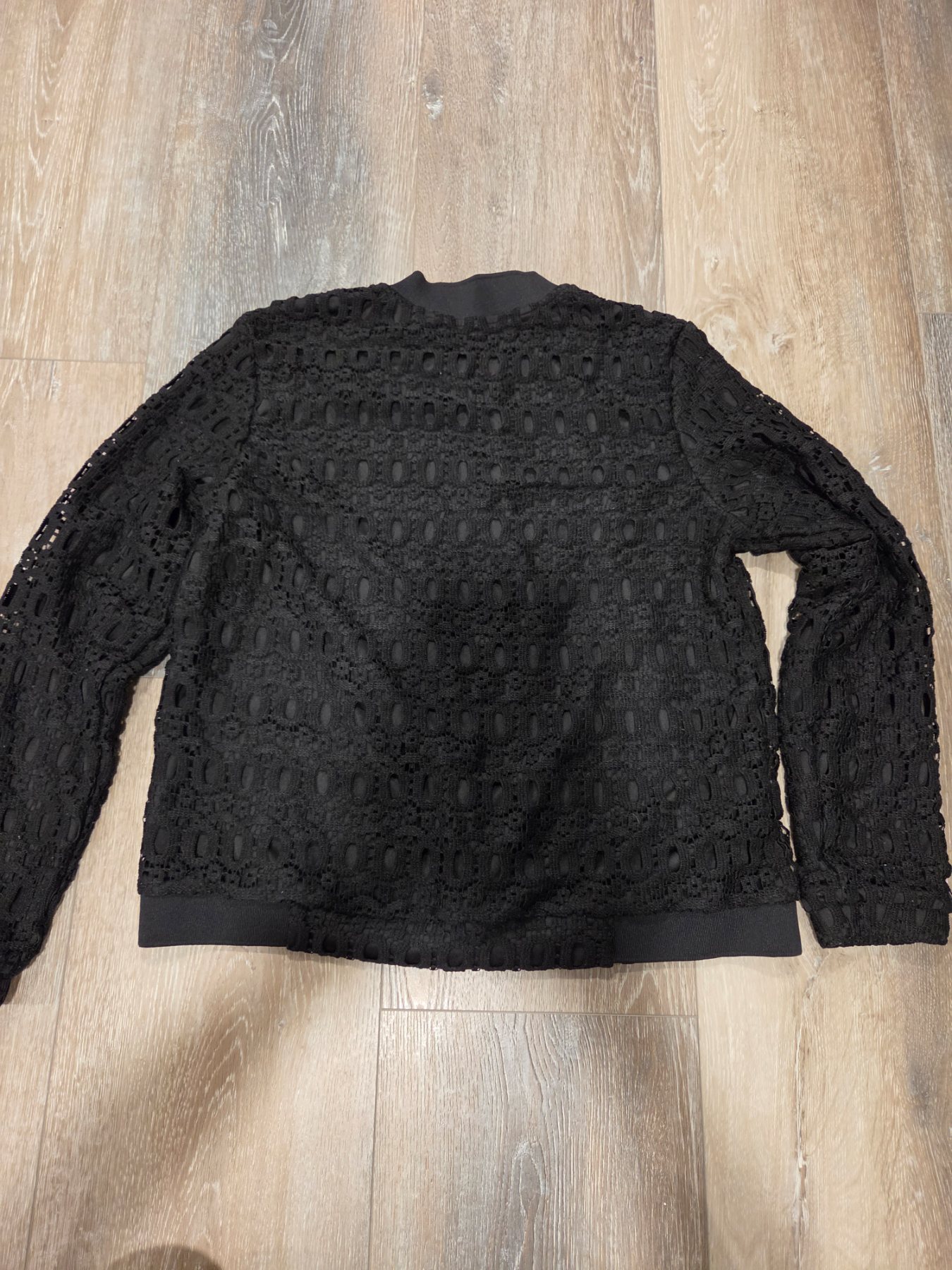 Rafaella Lace Bomber Jacket Women's M Black Full Zip - Image 4