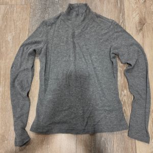 Wrapper Gray Mock Neck Long Sleeve Back Zip Top Women's Small