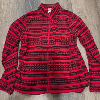 Merona Fleece Jacket Full Zip Women’s L Red Navy Geometric Southwest