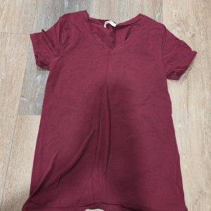 Zenana V-Neck Short Sleeve T-Shirt Women’s XL Burgundy