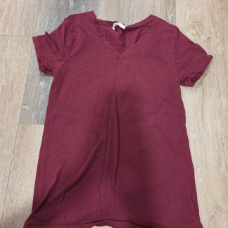 Zenana V-Neck Short Sleeve T-Shirt Women’s XL Burgundy