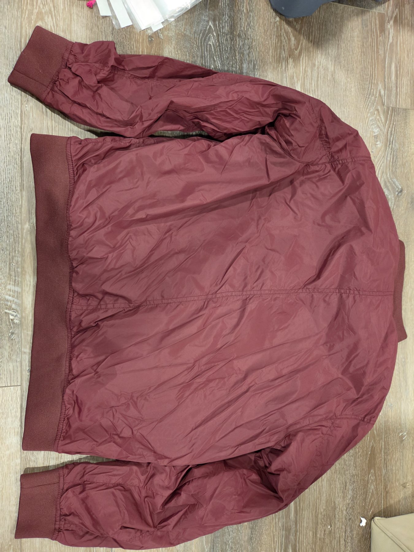 H&M L.O.G.G. Bomber Jacket Men's XL Burgundy Full Zip Flight - Image 4