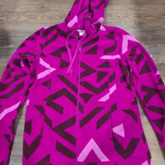 Athletic Works Fleece Hooded Full Zip Jacket Women's M 8-10 Pink Geometric