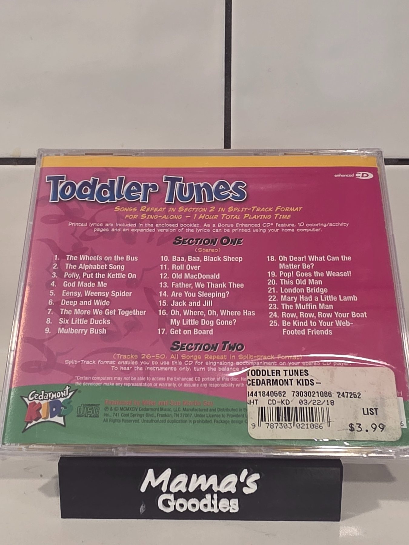 Cedarmont Kids Toddler Tunes CD 25 Classic Songs Enhanced Split-Track - Image 2