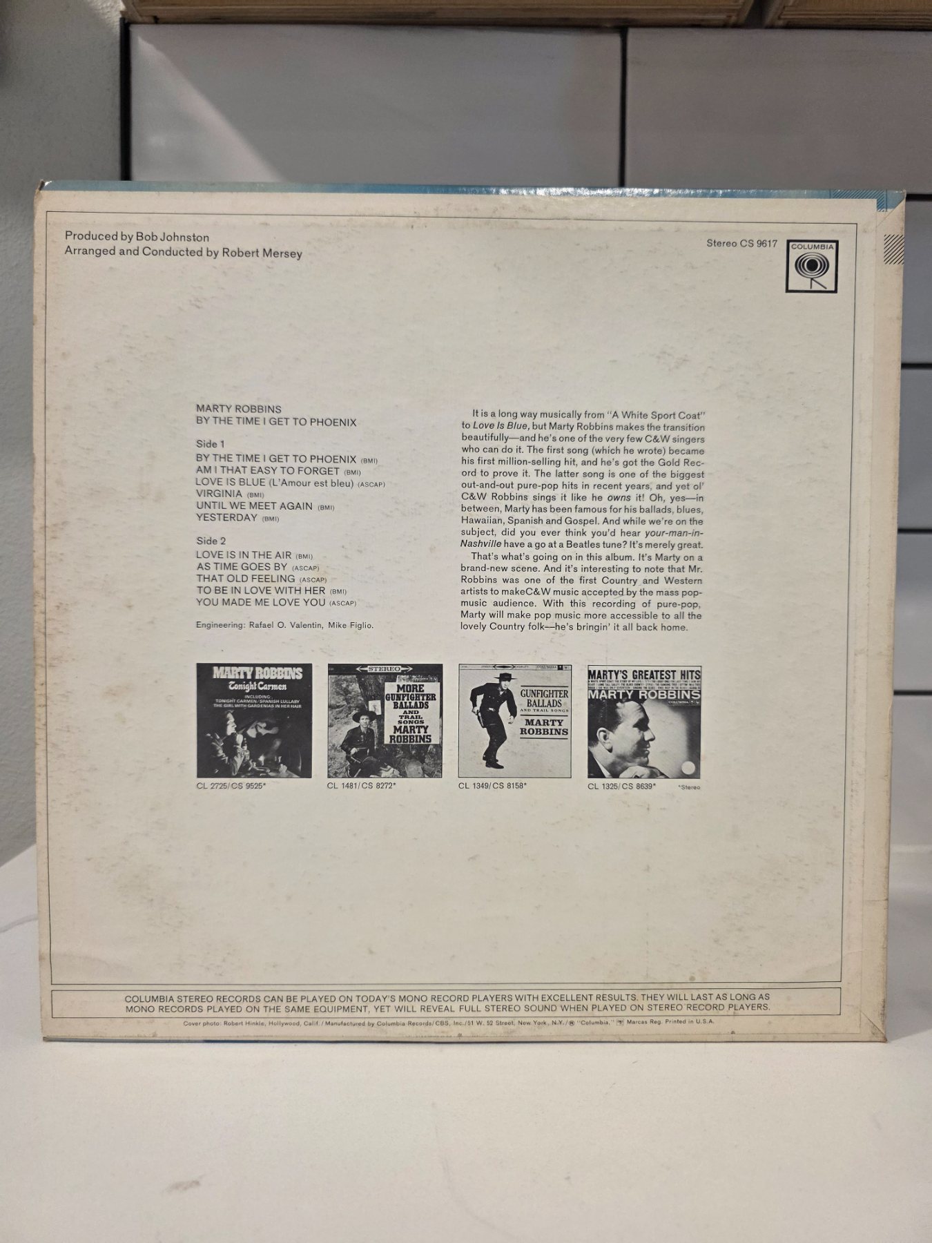 Marty Robbins By the Time I Get to Phoenix LP Columbia CS 9617 - Image 2
