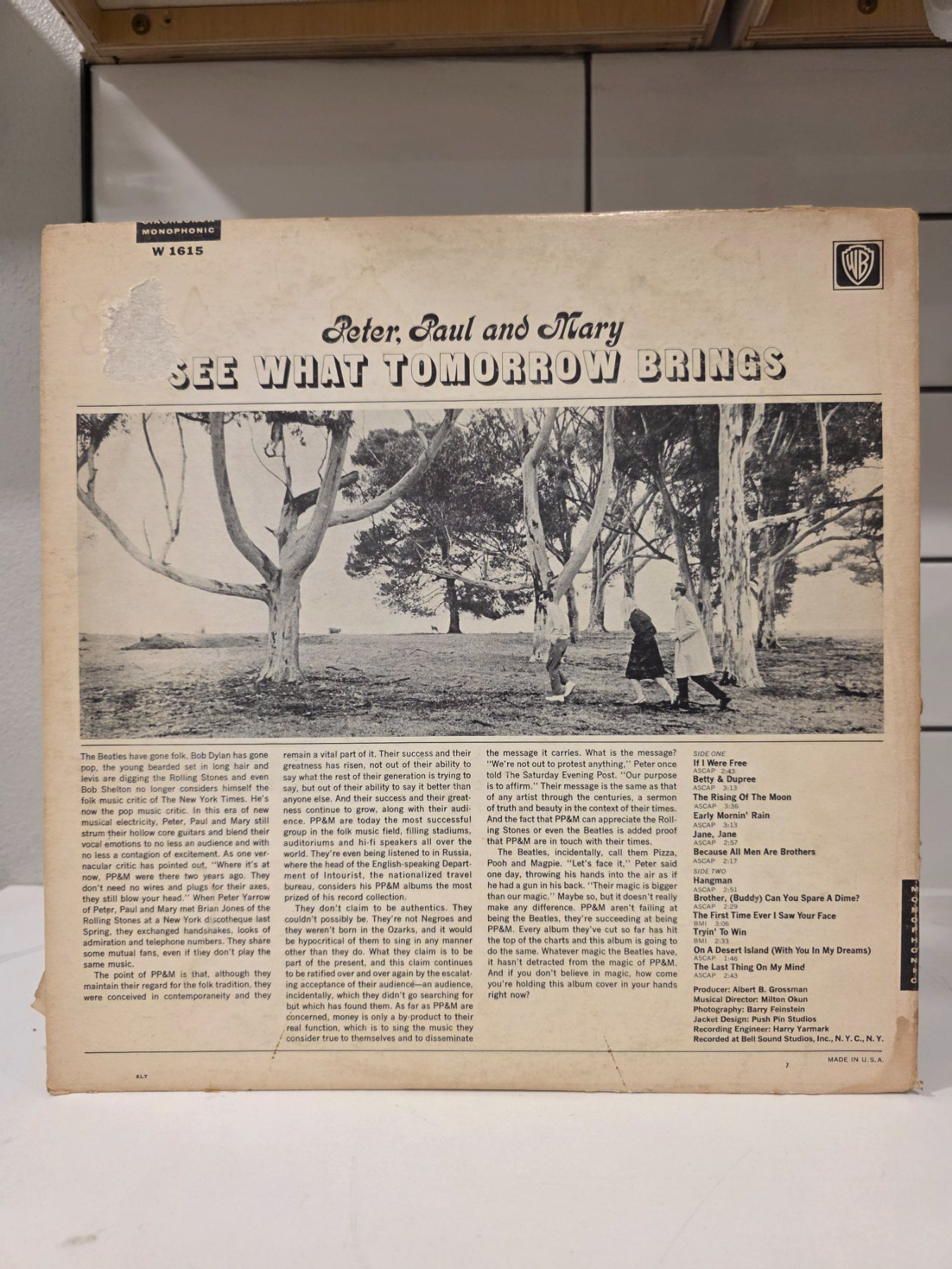 Peter Paul and Mary See What Tomorrow Brings 1965 Mono LP W 1615 - Image 2