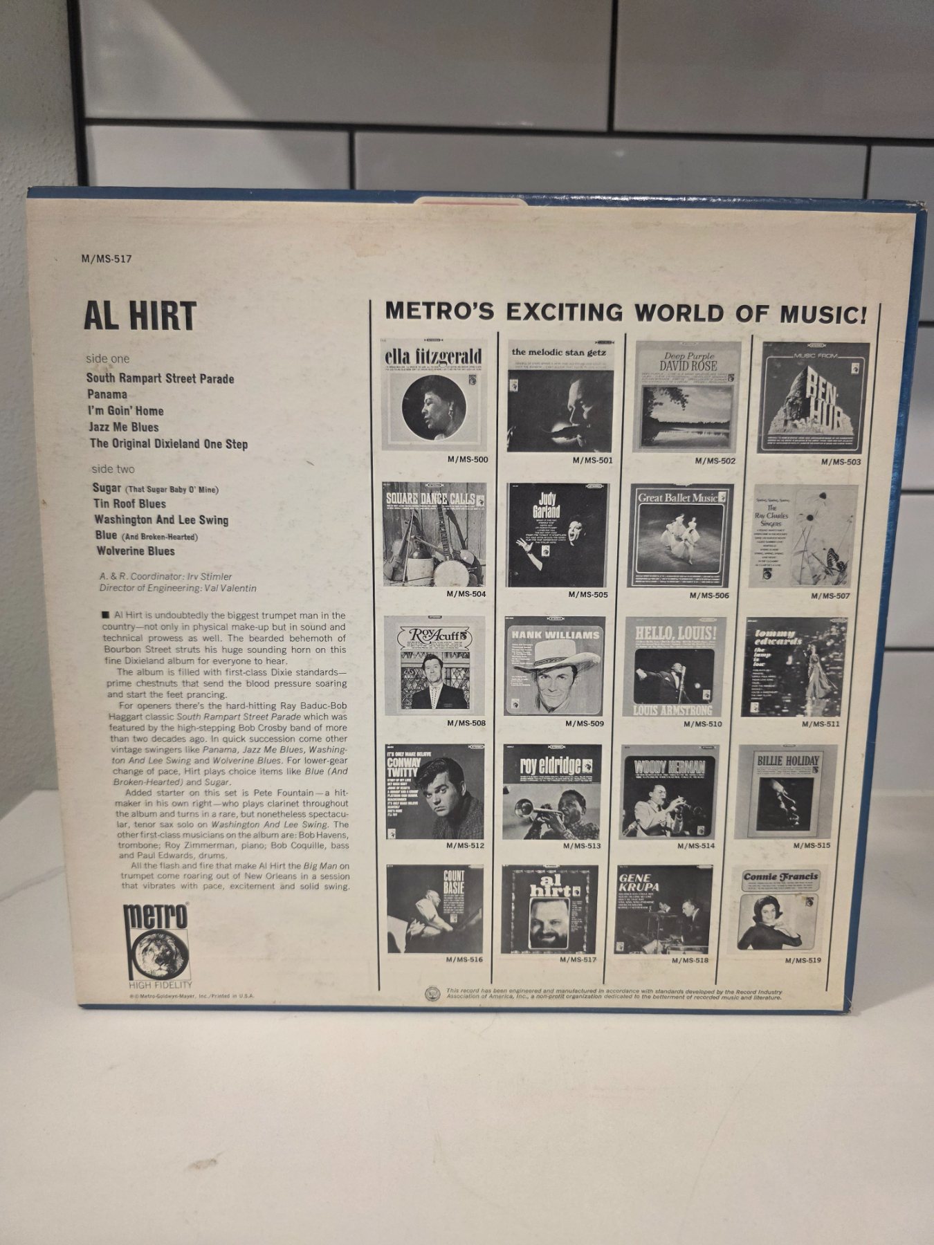 Al Hirt Self-Titled LP Metro M-517 Mono Vinyl Record - Image 2