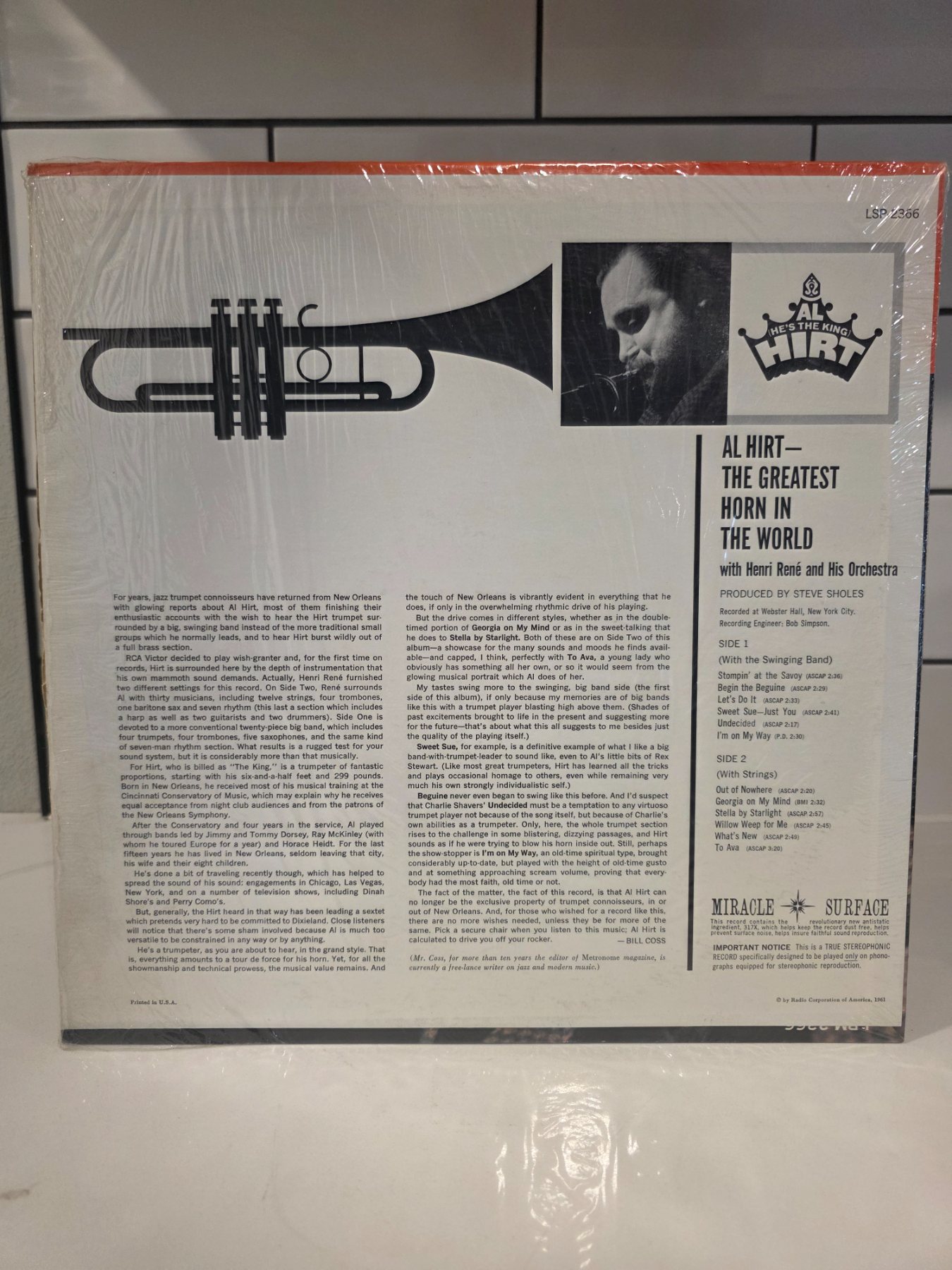Al Hirt The Greatest Horn in the World LSP-2366 Stereo LP - Image 2