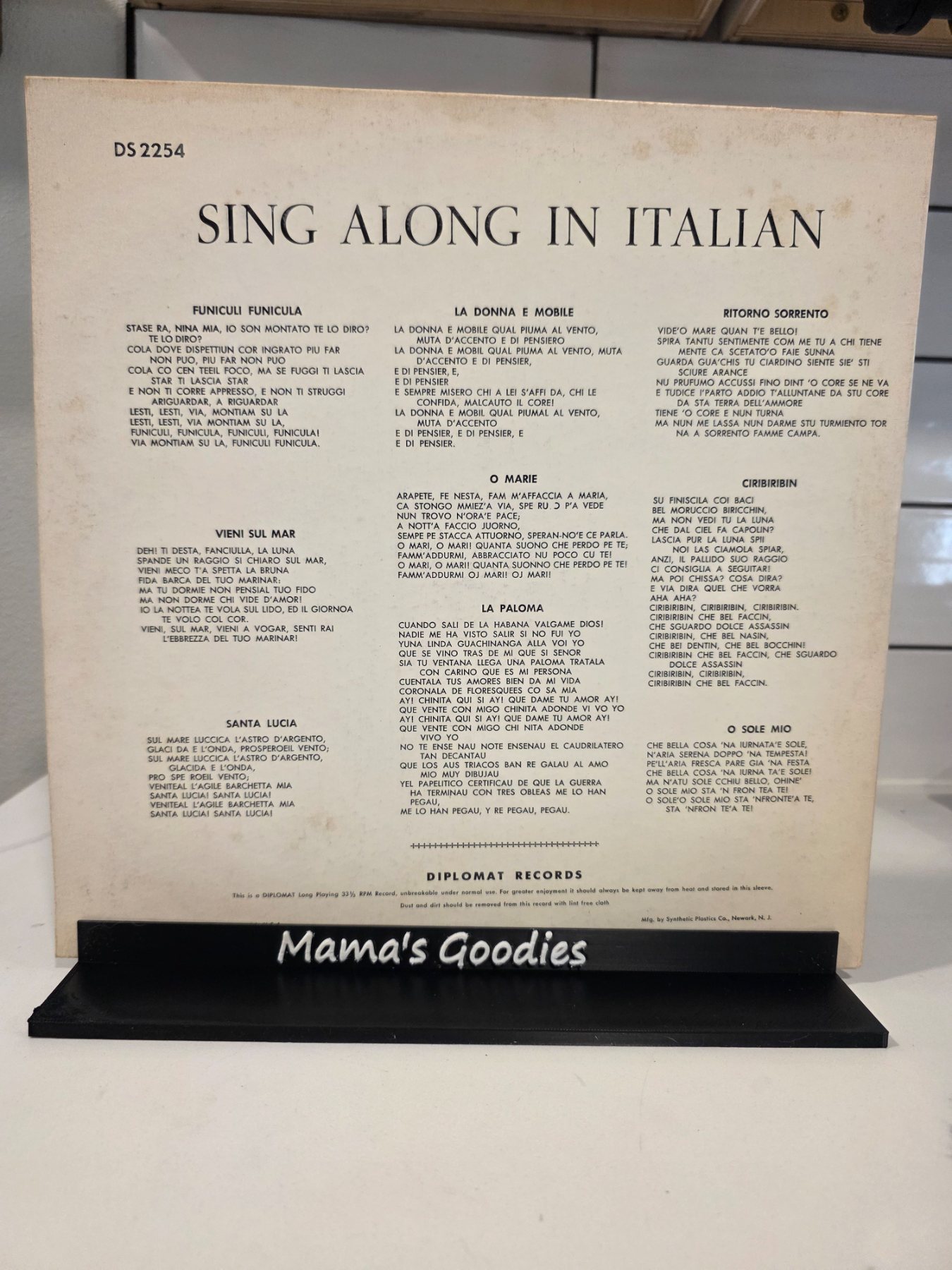 The Gondoliers Sing Along in Italian Stereo LP Diplomat DS 2254 - Image 2