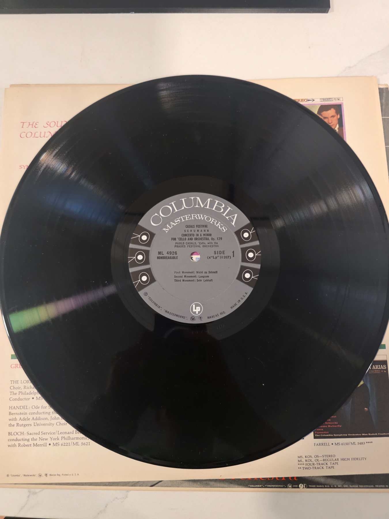 Vintage Pablo Casals Schumann Cello Concerto LP Columbia ML 4926 - Image 3