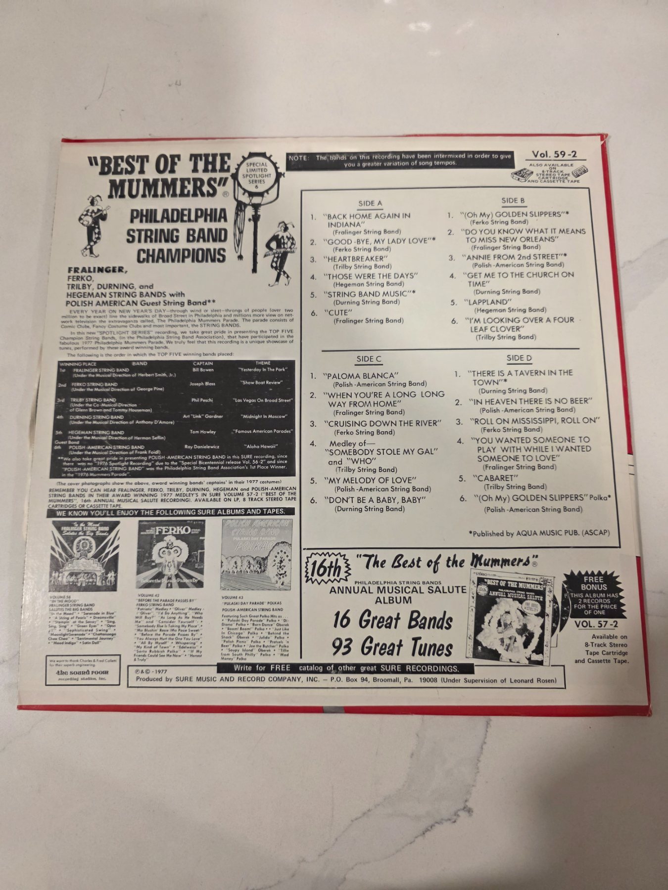 Vintage 1977 Best of the Mummers Vol 59-2 2xLP Philadelphia String Bands - Image 2