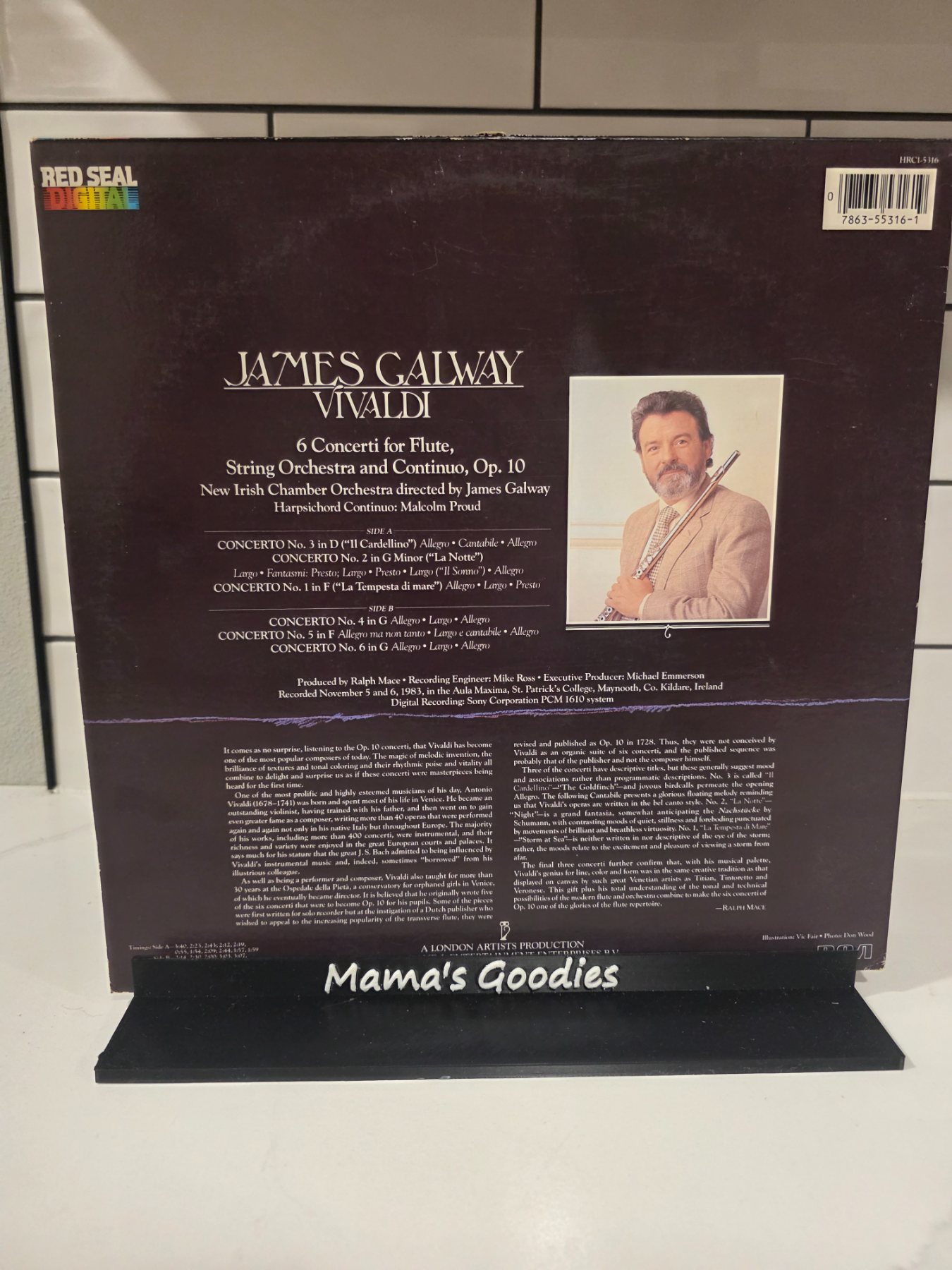 James Galway Vivaldi 6 Concerti Op. 10 RCA Red Seal LP HRC1-5316 - Image 2
