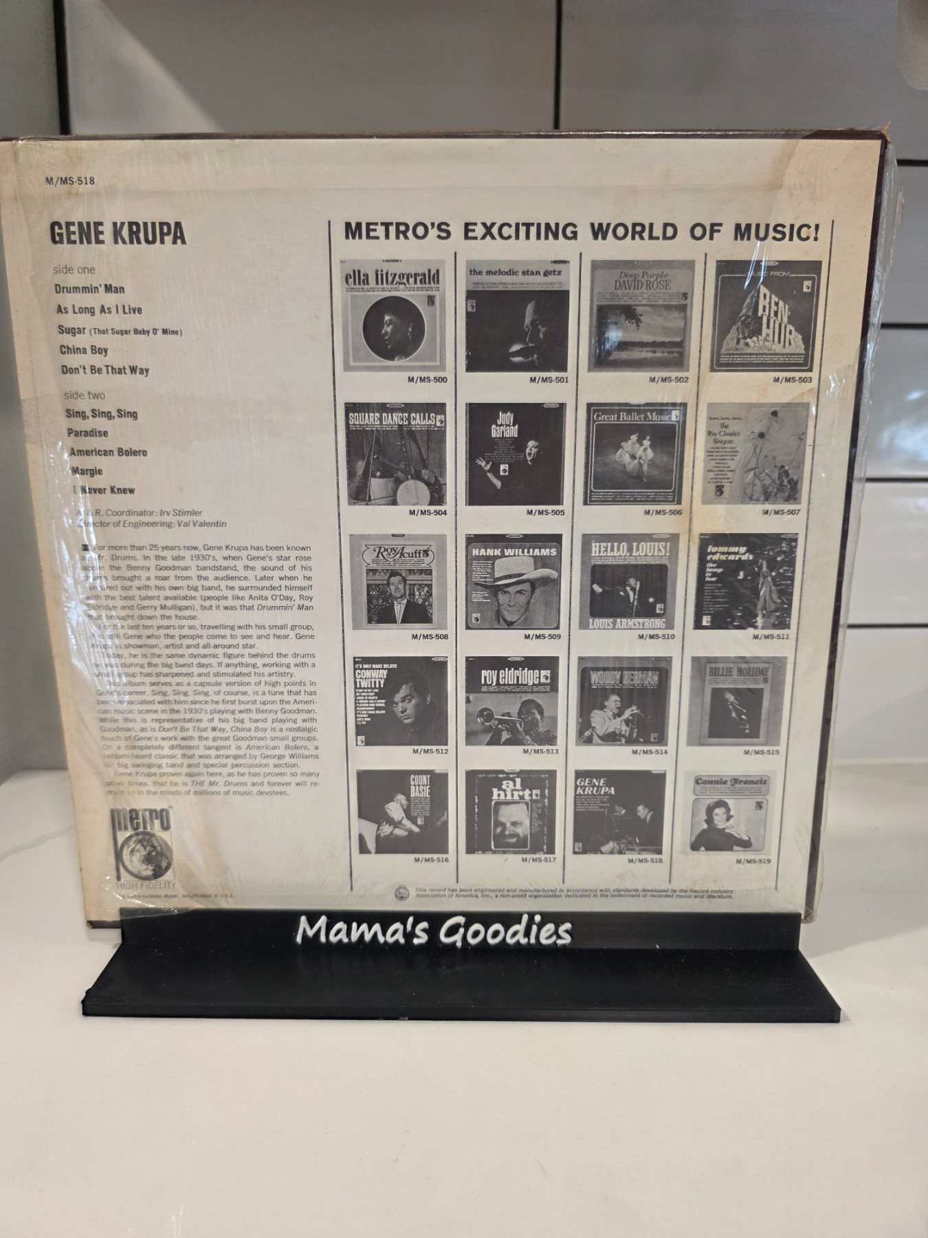 Gene Krupa Self Titled Stereo LP Metro MS-518 1965 Jazz Vinyl - Image 2