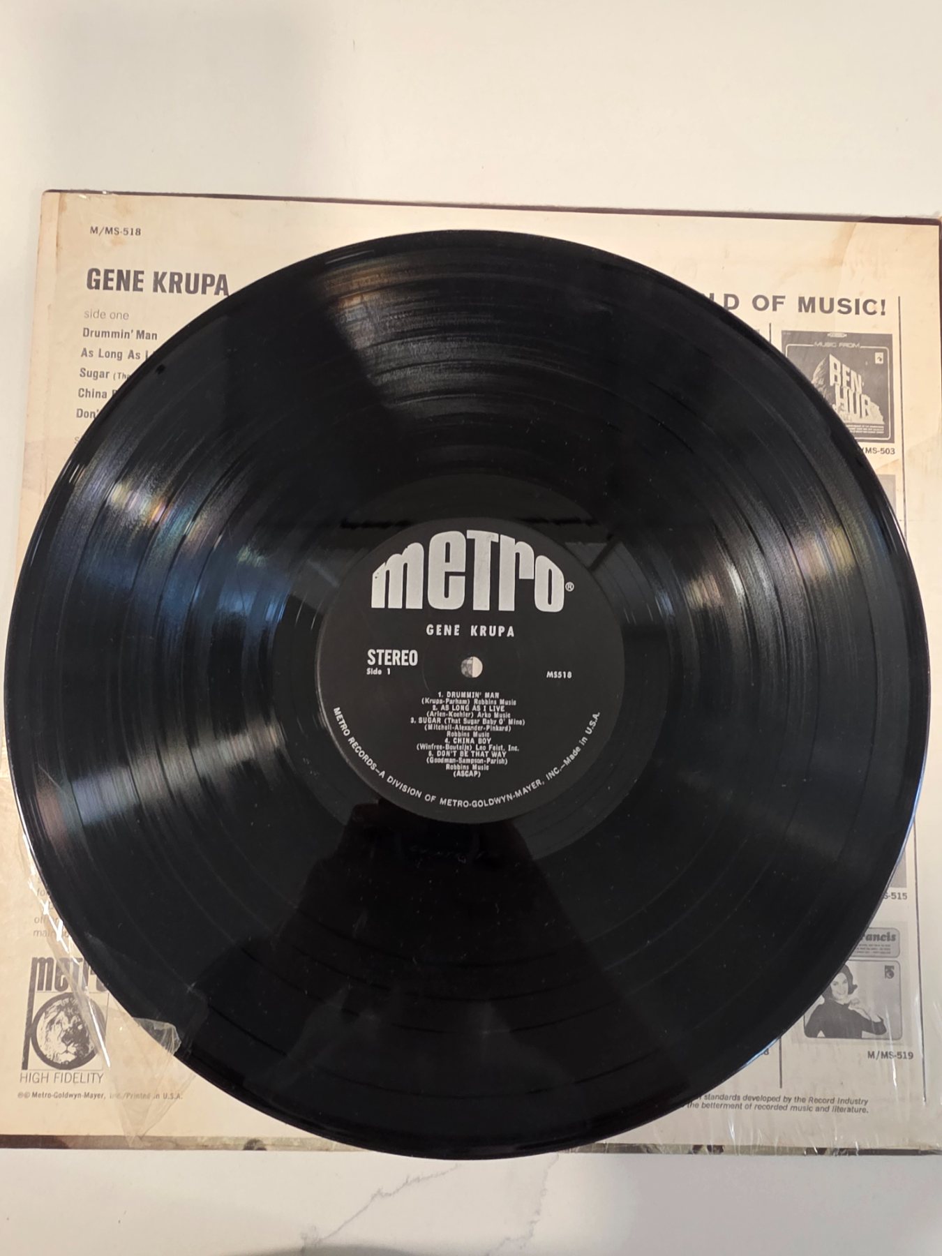 Gene Krupa Self Titled Stereo LP Metro MS-518 1965 Jazz Vinyl - Image 3