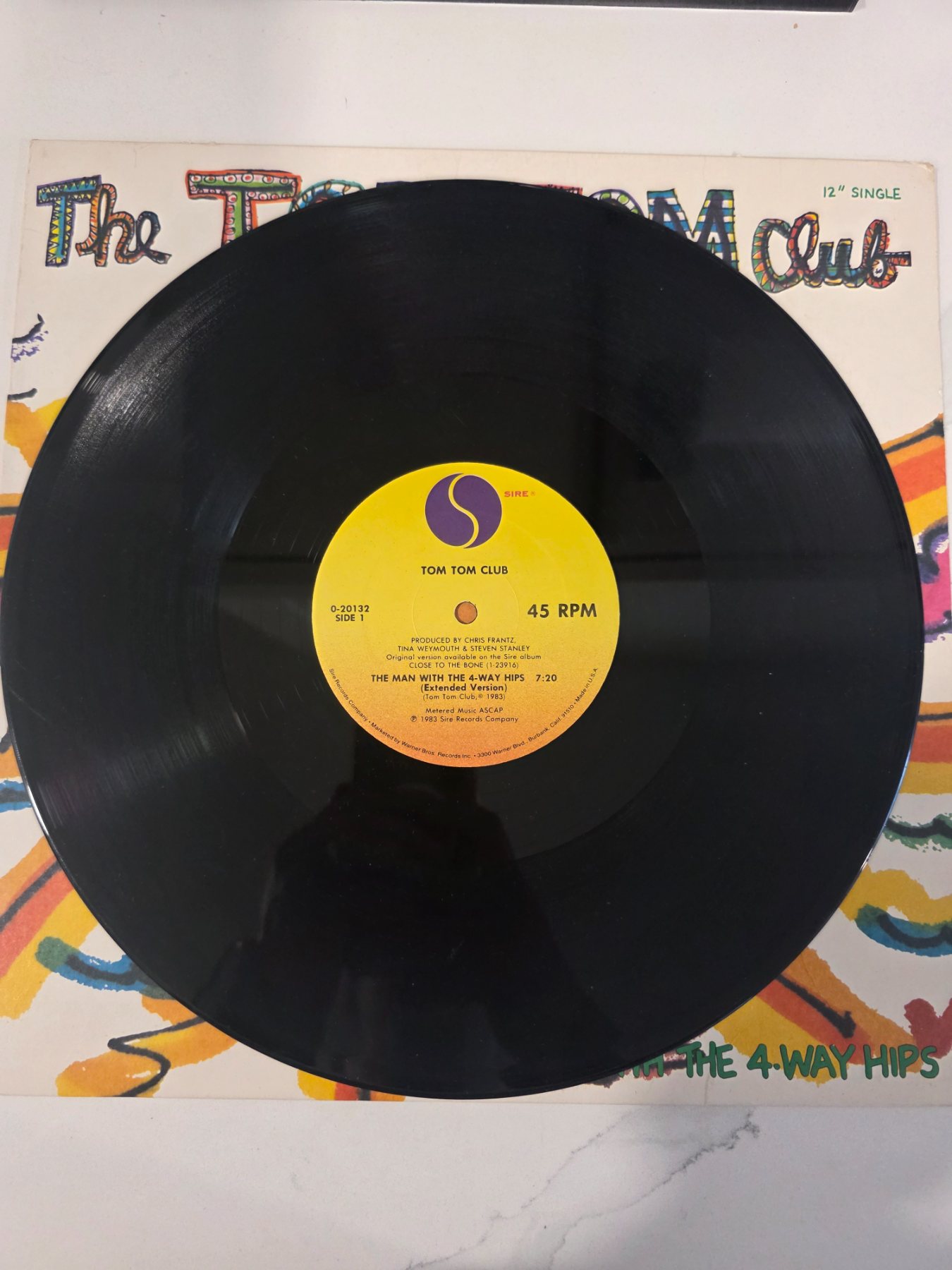 Tom Tom Club The Man With the 4-Way Hips 1983 12" 45 RPM Sire 0-20132 - Image 3