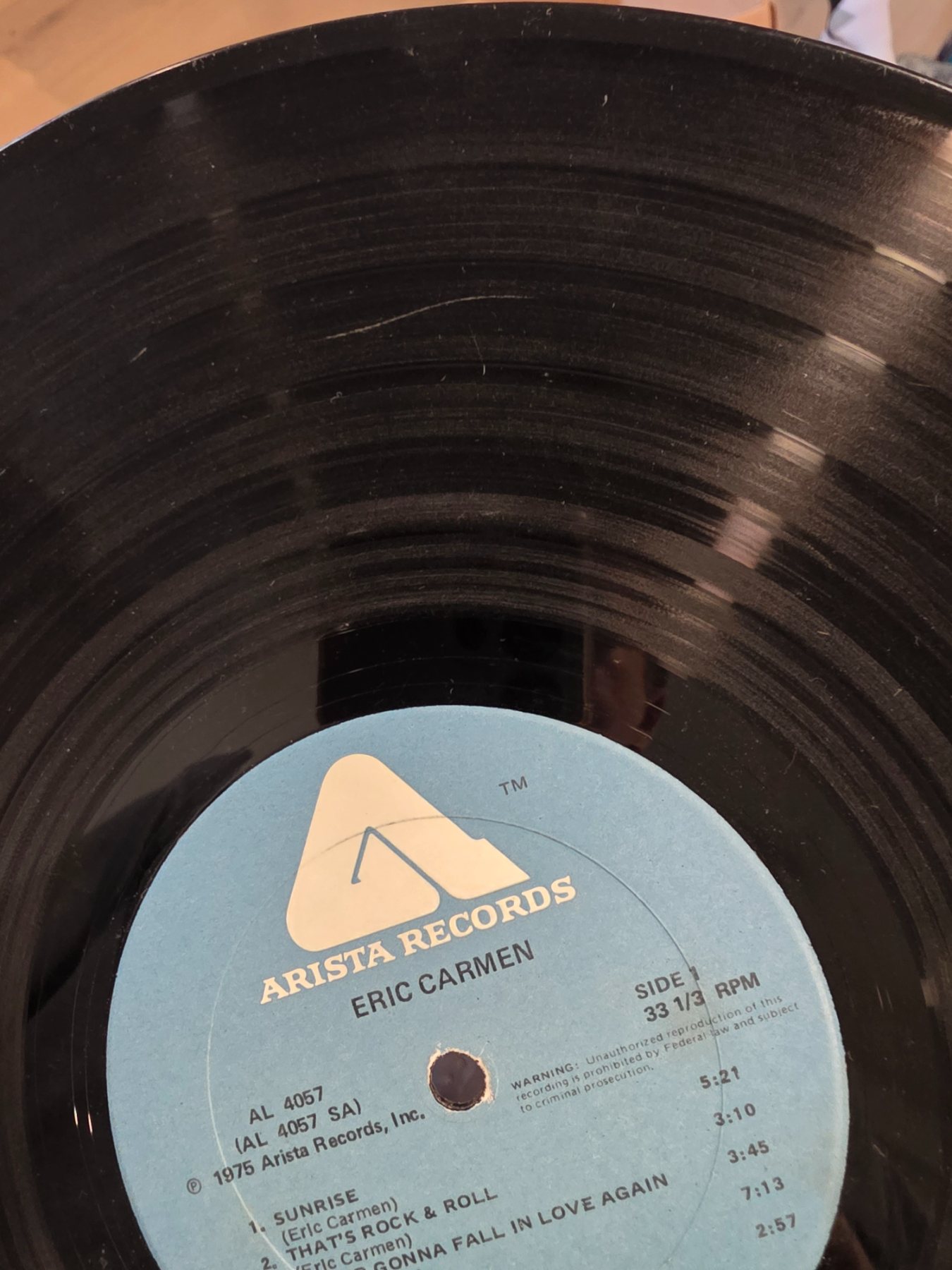 Eric Carmen Self-Titled 1975 Arista AL 4057 Vinyl LP Record - Image 6