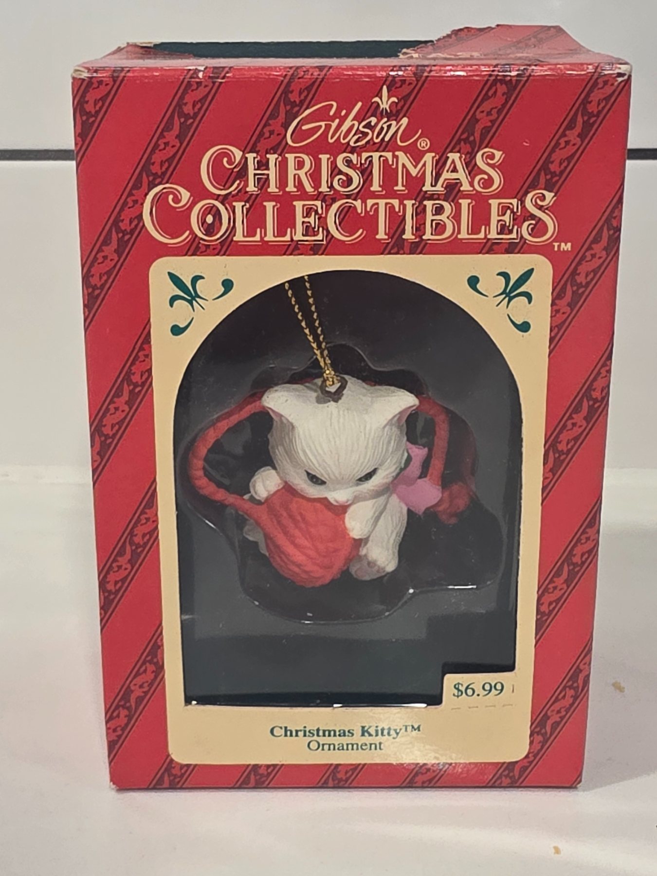 Vintage 1993 Gibson Christmas Collectibles Christmas Kitty Ornament