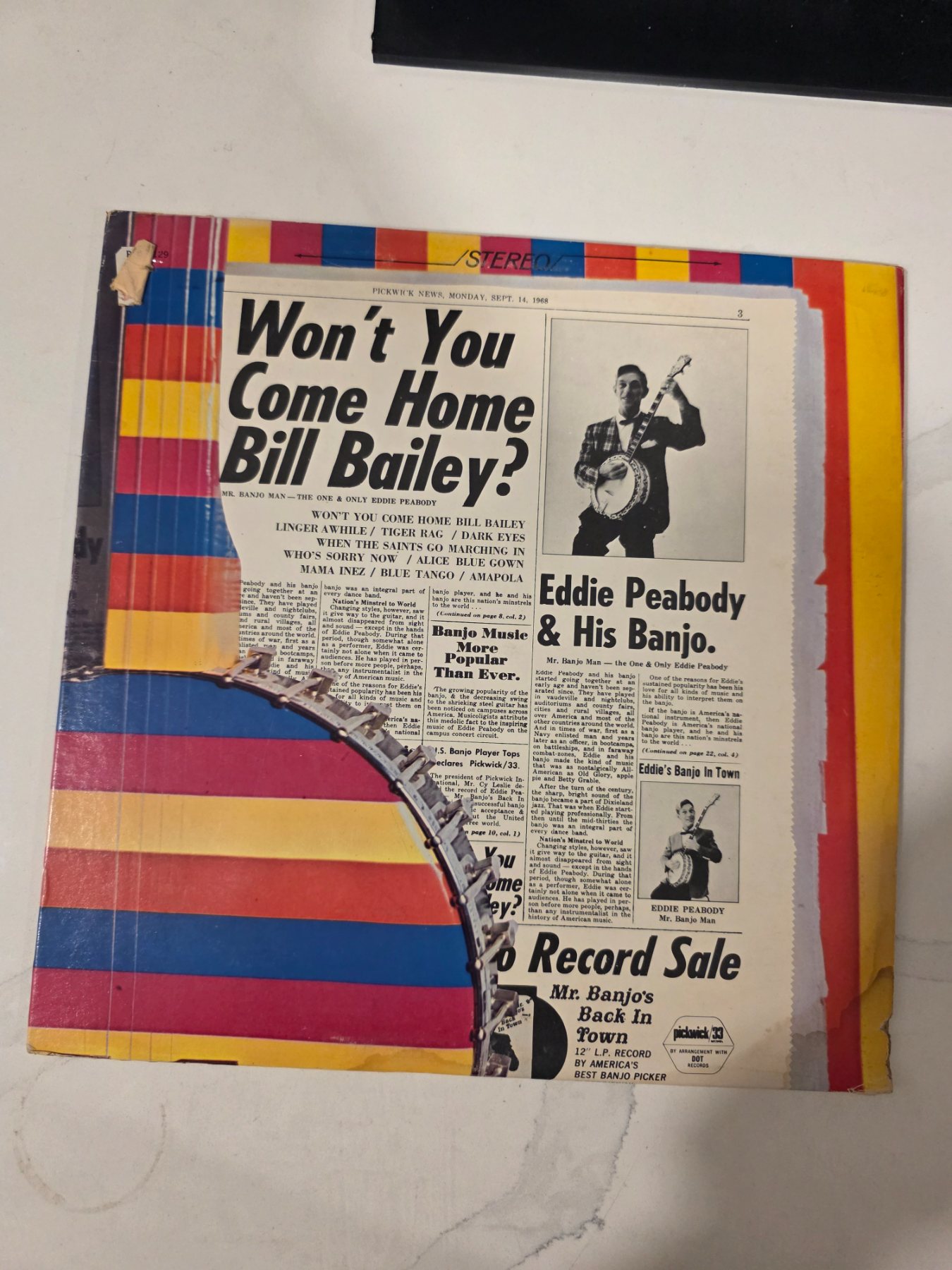 Eddie Peabody Won't You Come Home Bill Bailey LP 1968 Pickwick SPC-3129