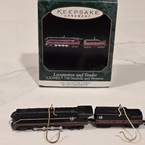 1999 Hallmark Keepsake Lionel 746 Norfolk & Western Train Ornament Set