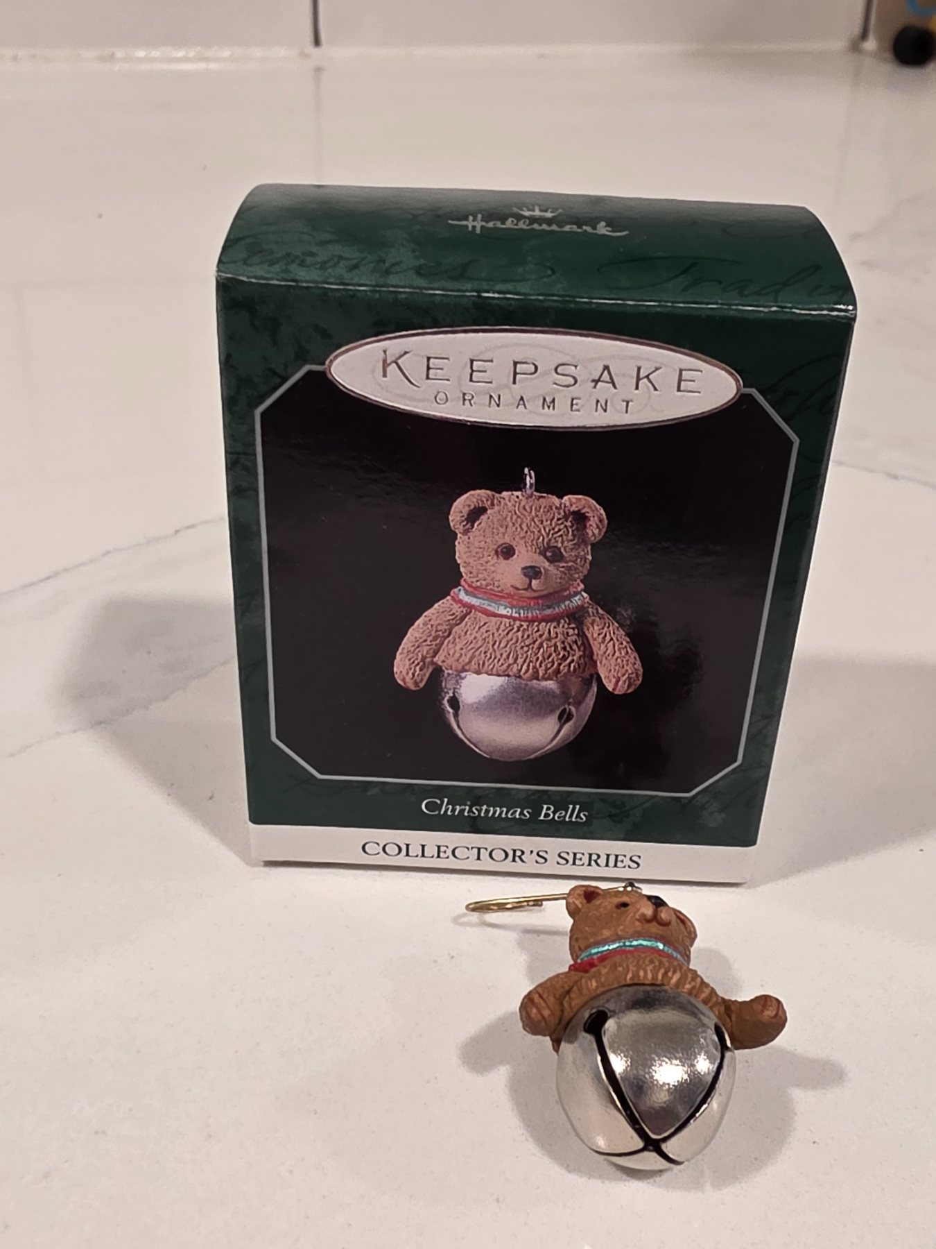 1998 Hallmark Keepsake Christmas Bells #4 Teddy Bear Miniature Ornament