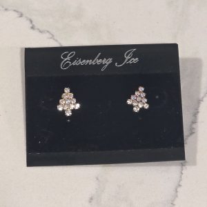 Eisenberg Ice Gold Tone Crystal Christmas Tree Stud Earrings