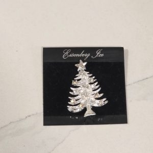 Eisenberg Ice Crystal Rhinestone Christmas Tree Brooch Pin on Card
