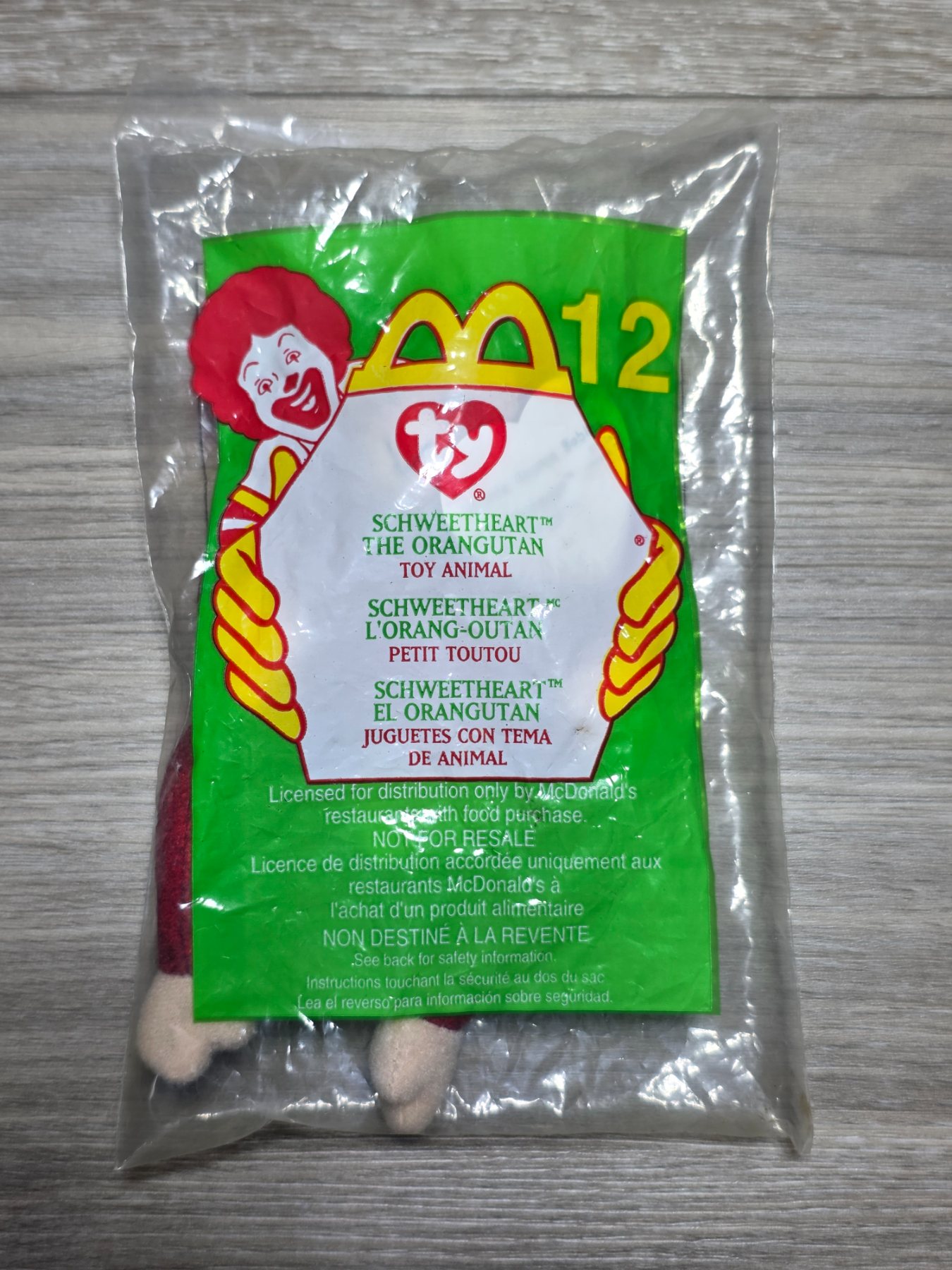 2000 McDonald's Ty Teenie Beanie #12 Schweetheart Orangutan Y2K