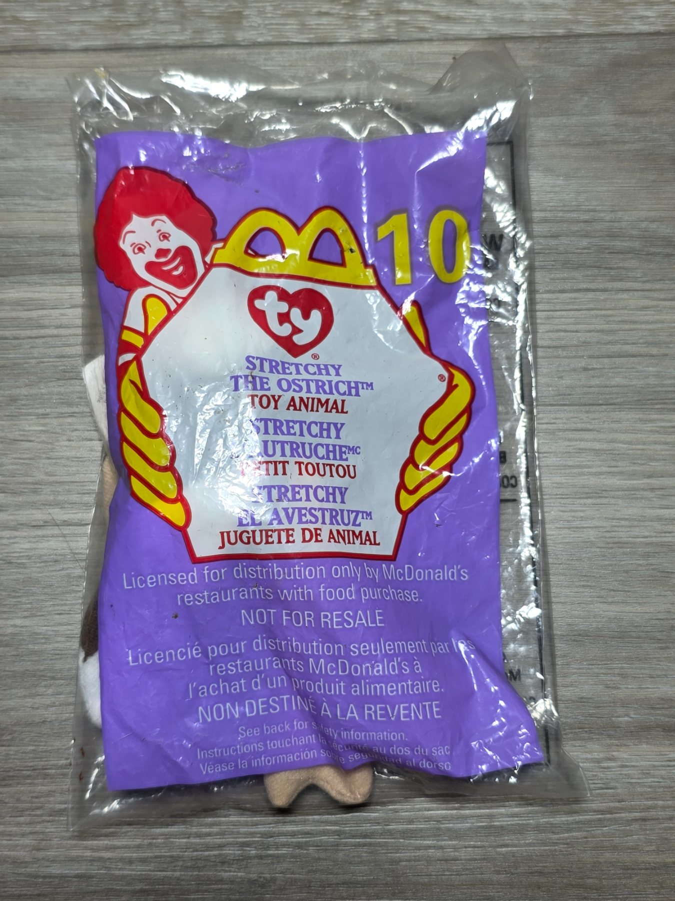 1999 McDonald's Ty Teenie Beanie Babies #10 Stretchy the Ostrich