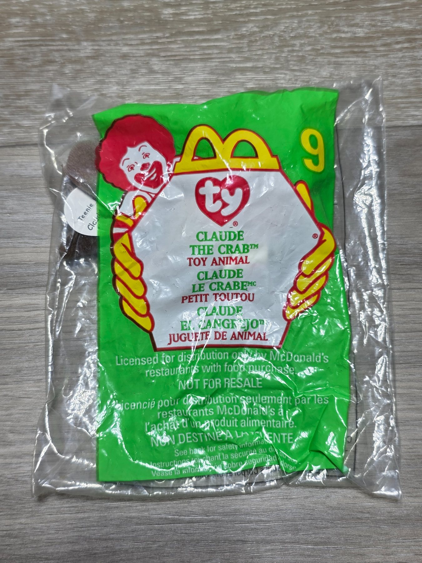 1999 McDonald's Ty Teenie Beanie Babies Claude the Crab #9