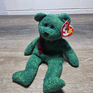 Ty Beanie Baby Wallace Green Bear Red Plaid Scarf Plush w/ Swing Tag