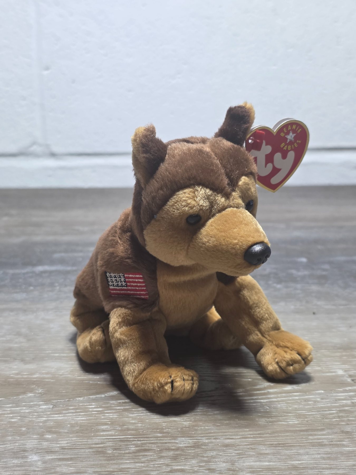 Ty Beanie Baby Courage German Shepherd Dog Plush American Flag